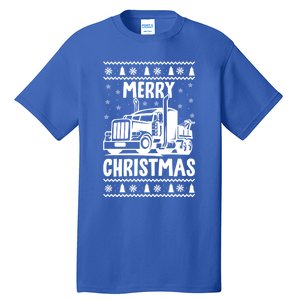 Merry Christmas Ugly Xmas Trucker Funny Truck Driver Love Cute Gift Tall T-Shirt