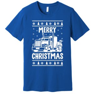 Merry Christmas Ugly Xmas Trucker Funny Truck Driver Love Cute Gift Premium T-Shirt