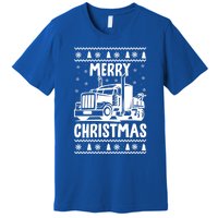 Merry Christmas Ugly Xmas Trucker Funny Truck Driver Love Cute Gift Premium T-Shirt