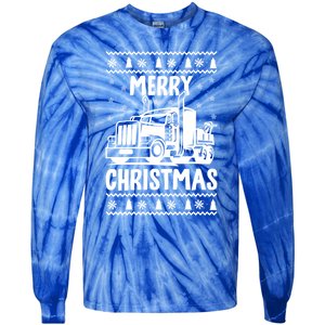 Merry Christmas Ugly Xmas Trucker Funny Truck Driver Love Cute Gift Tie-Dye Long Sleeve Shirt