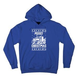 Merry Christmas Ugly Xmas Trucker Funny Truck Driver Love Cute Gift Tall Hoodie