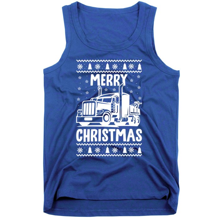 Merry Christmas Ugly Xmas Trucker Funny Truck Driver Love Cute Gift Tank Top