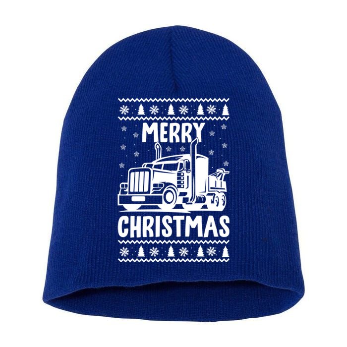 Merry Christmas Ugly Xmas Trucker Funny Truck Driver Love Cute Gift Short Acrylic Beanie