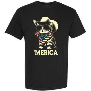 Merica Cat Usa Flag 4th Of July Garment-Dyed Heavyweight T-Shirt