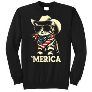 Merica Cat Usa Flag 4th Of July Sweatshirt