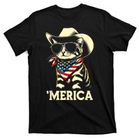 Merica Cat Usa Flag 4th Of July T-Shirt