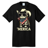 Merica Cat Usa Flag 4th Of July Tall T-Shirt