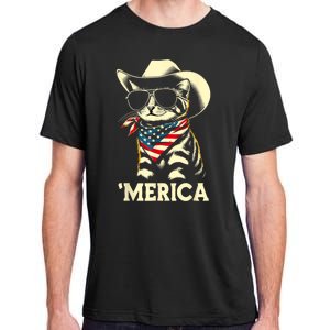 Merica Cat Usa Flag 4th Of July Adult ChromaSoft Performance T-Shirt