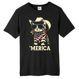 Merica Cat Usa Flag 4th Of July Tall Fusion ChromaSoft Performance T-Shirt