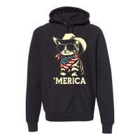 Merica Cat Usa Flag 4th Of July Premium Hoodie