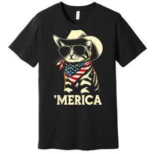 Merica Cat Usa Flag 4th Of July Premium T-Shirt