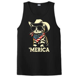 Merica Cat Usa Flag 4th Of July PosiCharge Competitor Tank