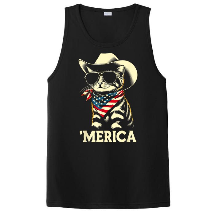 Merica Cat Usa Flag 4th Of July PosiCharge Competitor Tank