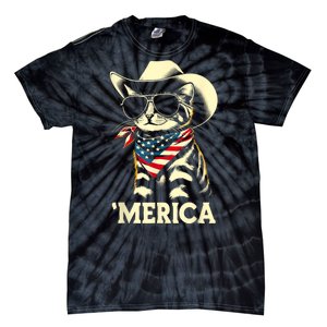 Merica Cat Usa Flag 4th Of July Tie-Dye T-Shirt