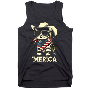 Merica Cat Usa Flag 4th Of July Tank Top