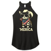 Merica Cat Usa Flag 4th Of July Women’s Perfect Tri Rocker Tank