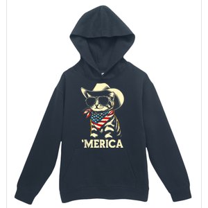 Merica Cat Usa Flag 4th Of July Urban Pullover Hoodie