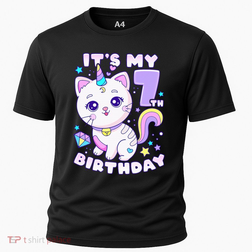 Magical Cat Unicorn Birthday Party for 7YearOld Performance Shirt
