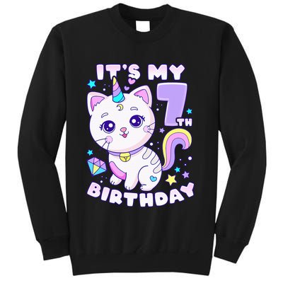 Magical Cat Unicorn Birthday Party for 7YearOld Sweatshirt
