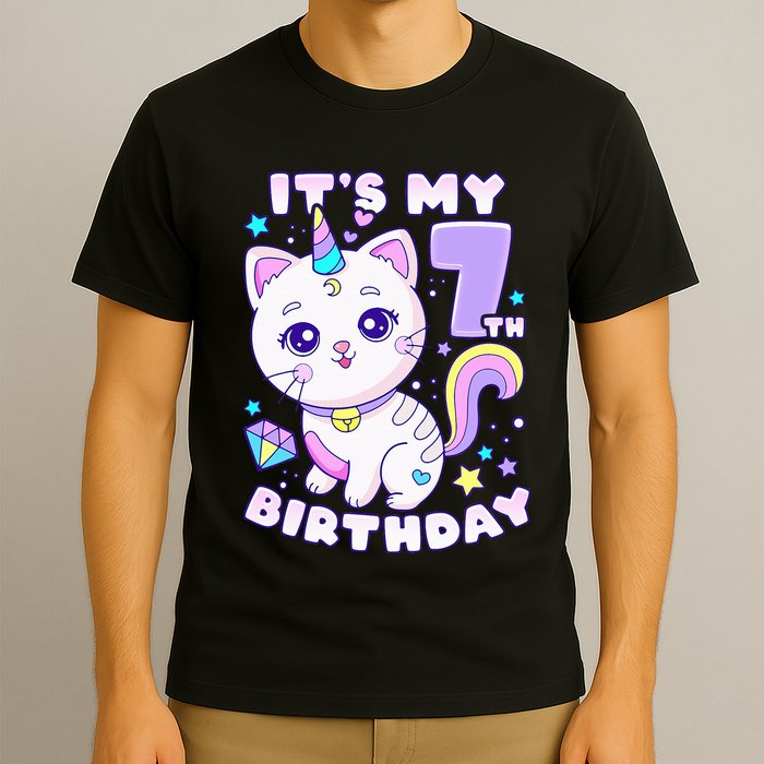 Magical Cat Unicorn Birthday Party for 7YearOld T-Shirt