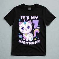 Magical Cat Unicorn Birthday Party for 7YearOld T-Shirt