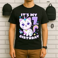 Magical Cat Unicorn Birthday Party for 7YearOld T-Shirt
