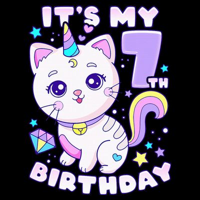 Magical Cat Unicorn Birthday Party for 7YearOld T-Shirt