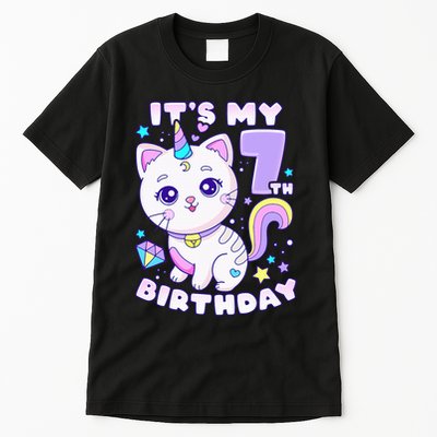 Magical Cat Unicorn Birthday Party for 7YearOld Tall T-Shirt