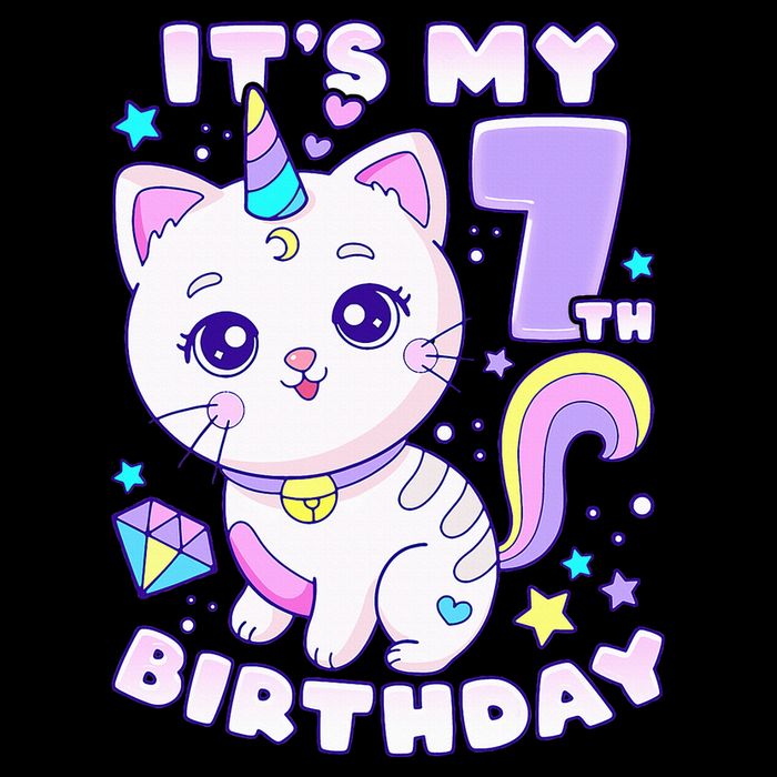 Magical Cat Unicorn Birthday Party for 7YearOld Backpack