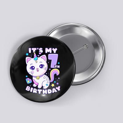 Magical Cat Unicorn Birthday Party for 7YearOld Button