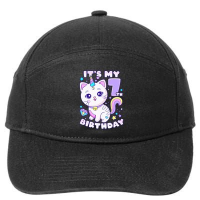 Magical Cat Unicorn Birthday Party for 7YearOld 7-Panel Snapback Hat