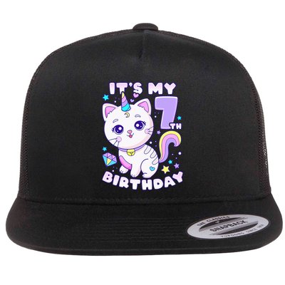Magical Cat Unicorn Birthday Party for 7YearOld Flatbill Hat