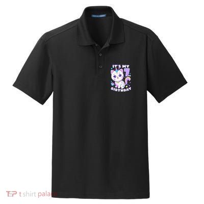 Magical Cat Unicorn Birthday Party for 7YearOld Dry Zone Grid Polo