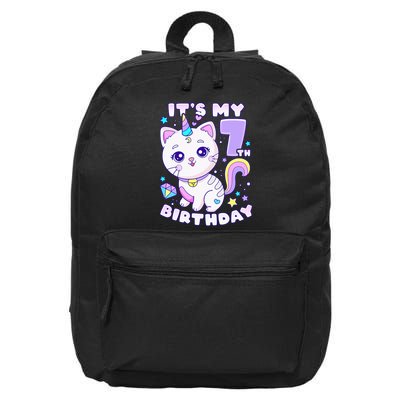 Magical Cat Unicorn Birthday Party for 7YearOld 16 in Basic Backpack