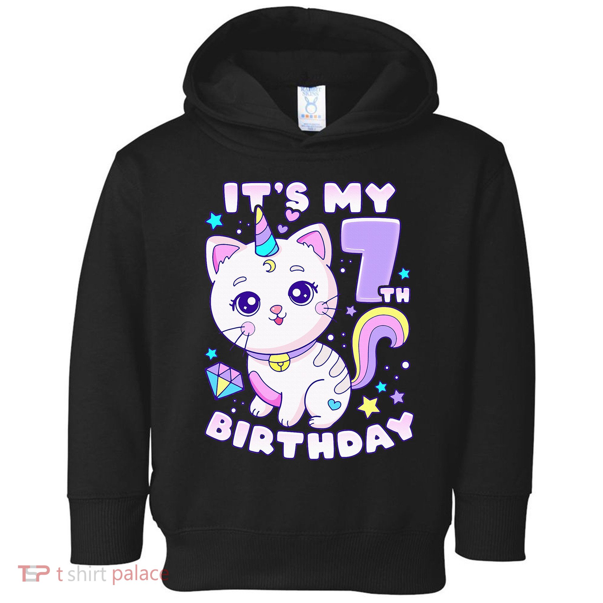 Magical Cat Unicorn Birthday Party for 7YearOld Toddler Hoodie