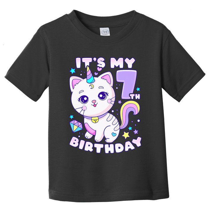 Magical Cat Unicorn Birthday Party for 7YearOld Toddler T-Shirt