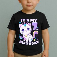 Magical Cat Unicorn Birthday Party for 7YearOld Toddler T-Shirt