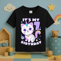 Magical Cat Unicorn Birthday Party for 7YearOld Toddler T-Shirt