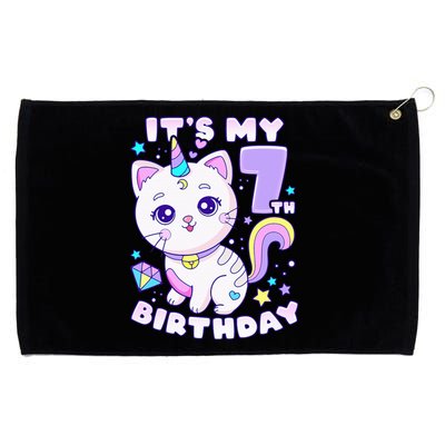 Magical Cat Unicorn Birthday Party for 7YearOld Grommeted Golf Towel