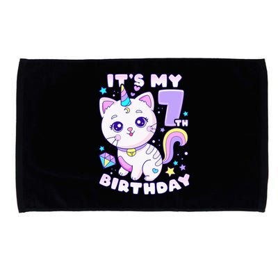 Magical Cat Unicorn Birthday Party for 7YearOld Microfiber Hand Towel