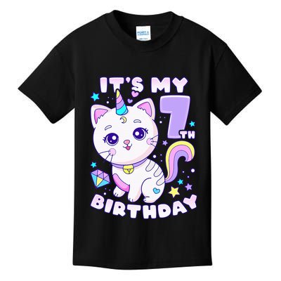 Magical Cat Unicorn Birthday Party for 7YearOld Kids T-Shirt