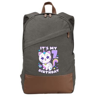 Magical Cat Unicorn Birthday Party for 7YearOld Cotton Canvas Backpack