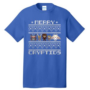 Merry Cryptids Ugly Christmas Bigfoot Moth Wendigo Gift Tall T-Shirt