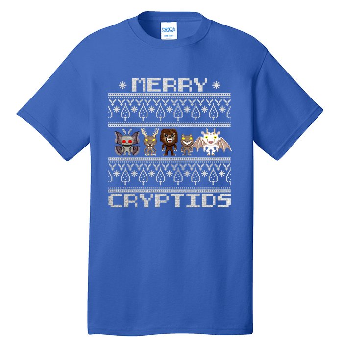 Merry Cryptids Ugly Christmas Bigfoot Moth Wendigo Gift Tall T-Shirt