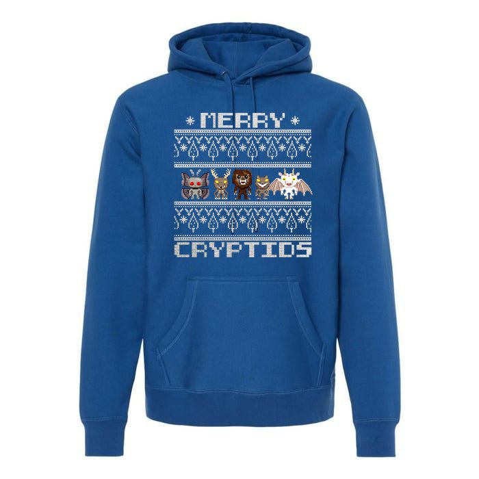 Merry Cryptids Ugly Christmas Bigfoot Moth Wendigo Gift Premium Hoodie