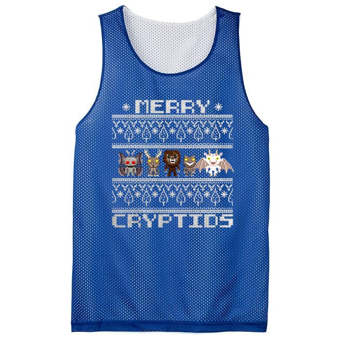 Merry Cryptids Ugly Christmas Bigfoot Moth Wendigo Gift Mesh Reversible Basketball Jersey Tank