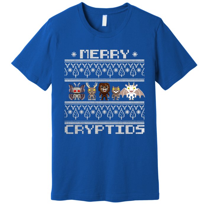 Merry Cryptids Ugly Christmas Bigfoot Moth Wendigo Gift Premium T-Shirt