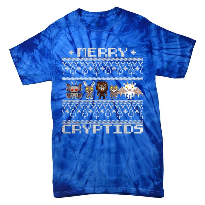 Merry Cryptids Ugly Christmas Bigfoot Moth Wendigo Gift Tie-Dye T-Shirt