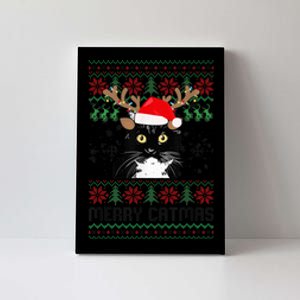 Merry Catmas Ugly Christmas Tuxedo Cat Xmas Party Tuxedo Cat Canvas