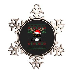 Merry Catmas Ugly Christmas Tuxedo Cat Xmas Party Tuxedo Cat Metallic Star Ornament